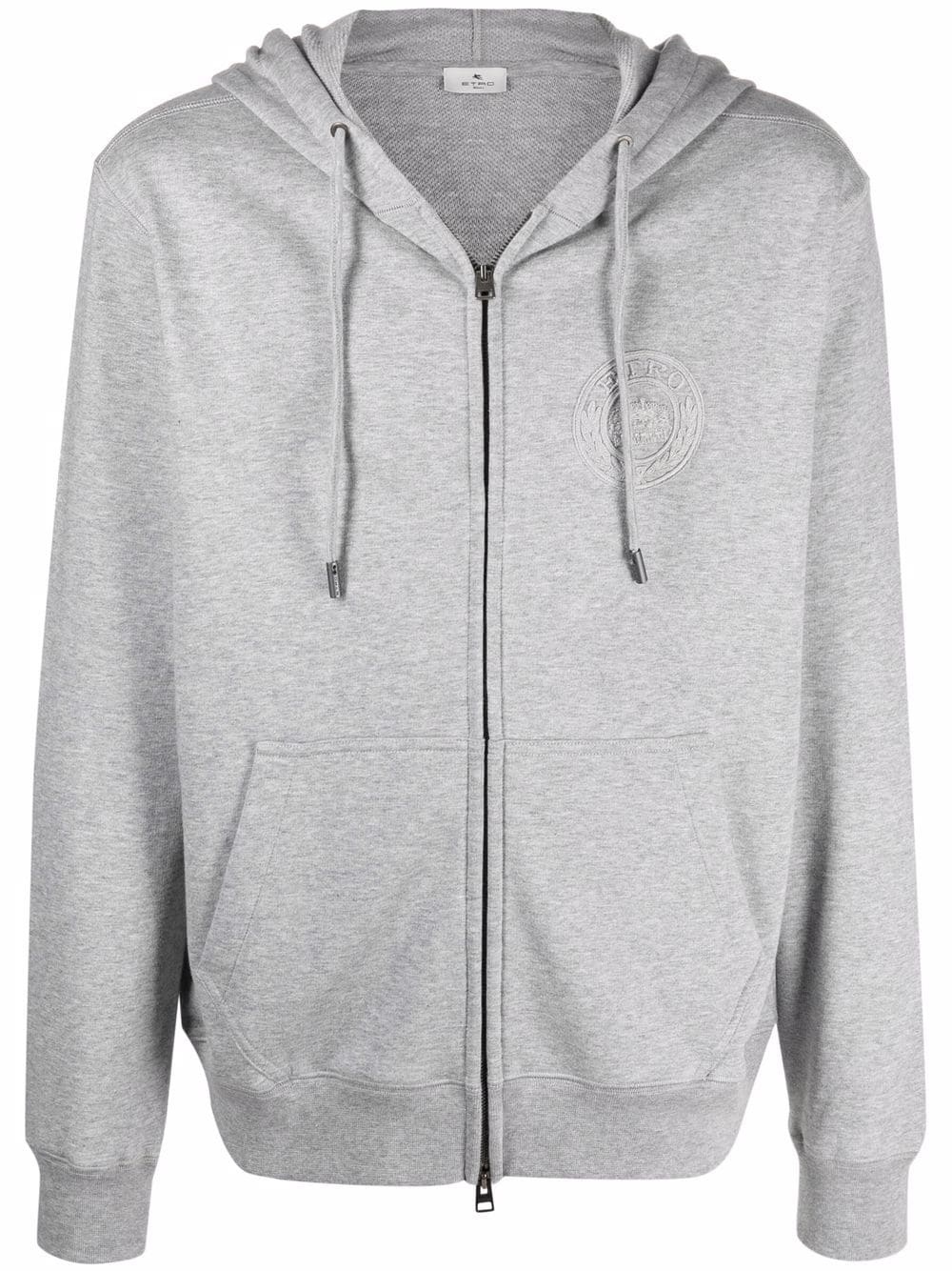 logo-embroidered zip-up hoodie - 1