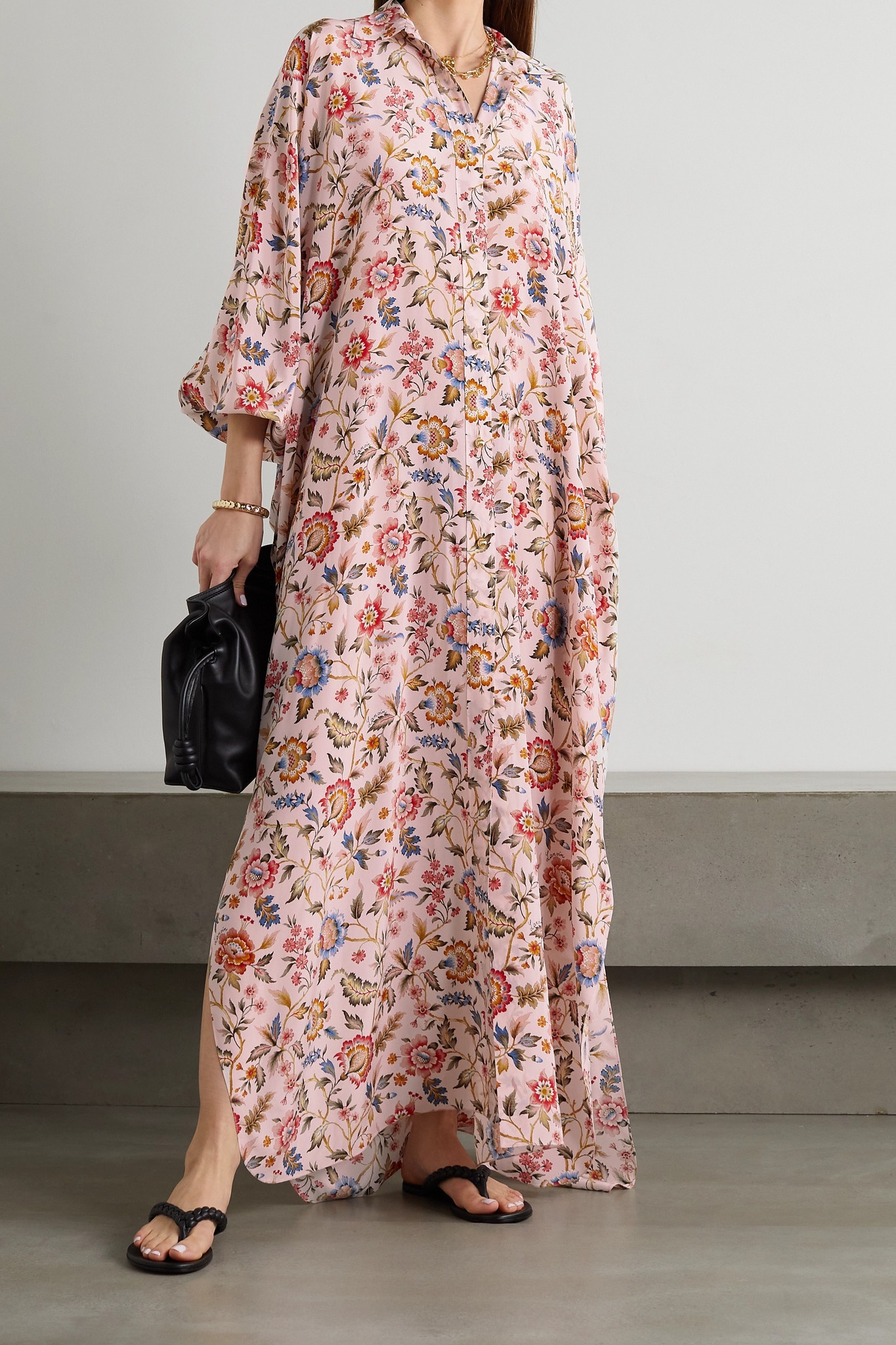 Floral-print crepe de chine maxi dress - 2