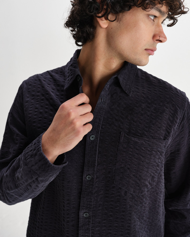 Shelly - Navy Seersucker Corduroy Shirt 3