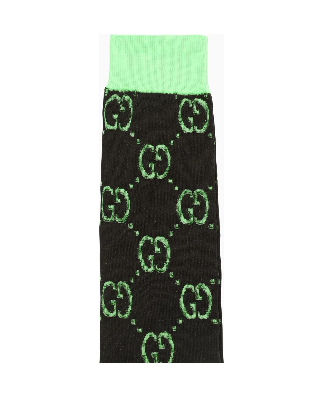 Black And Green Socks With Gg Motif - 2