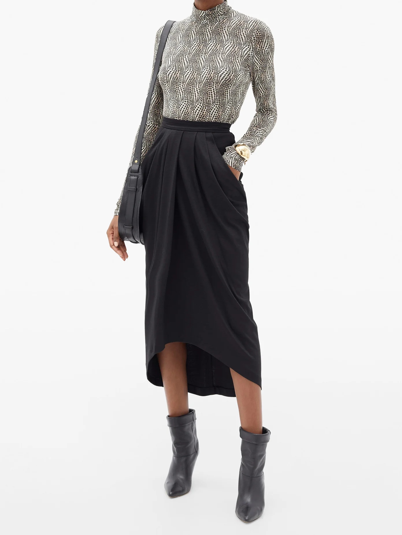 Ginkao draped wool midi skirt - 2