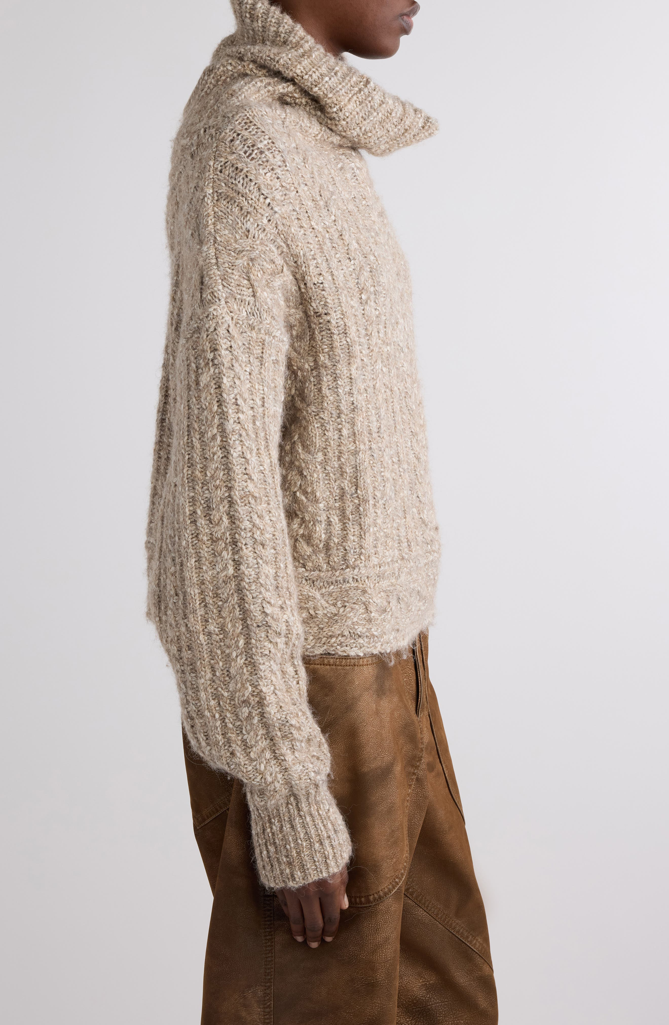 Isabel Marant Étoile Brenda Cotton Blend Cowl Neck Sweater in Taupe at Nordstrom - 4