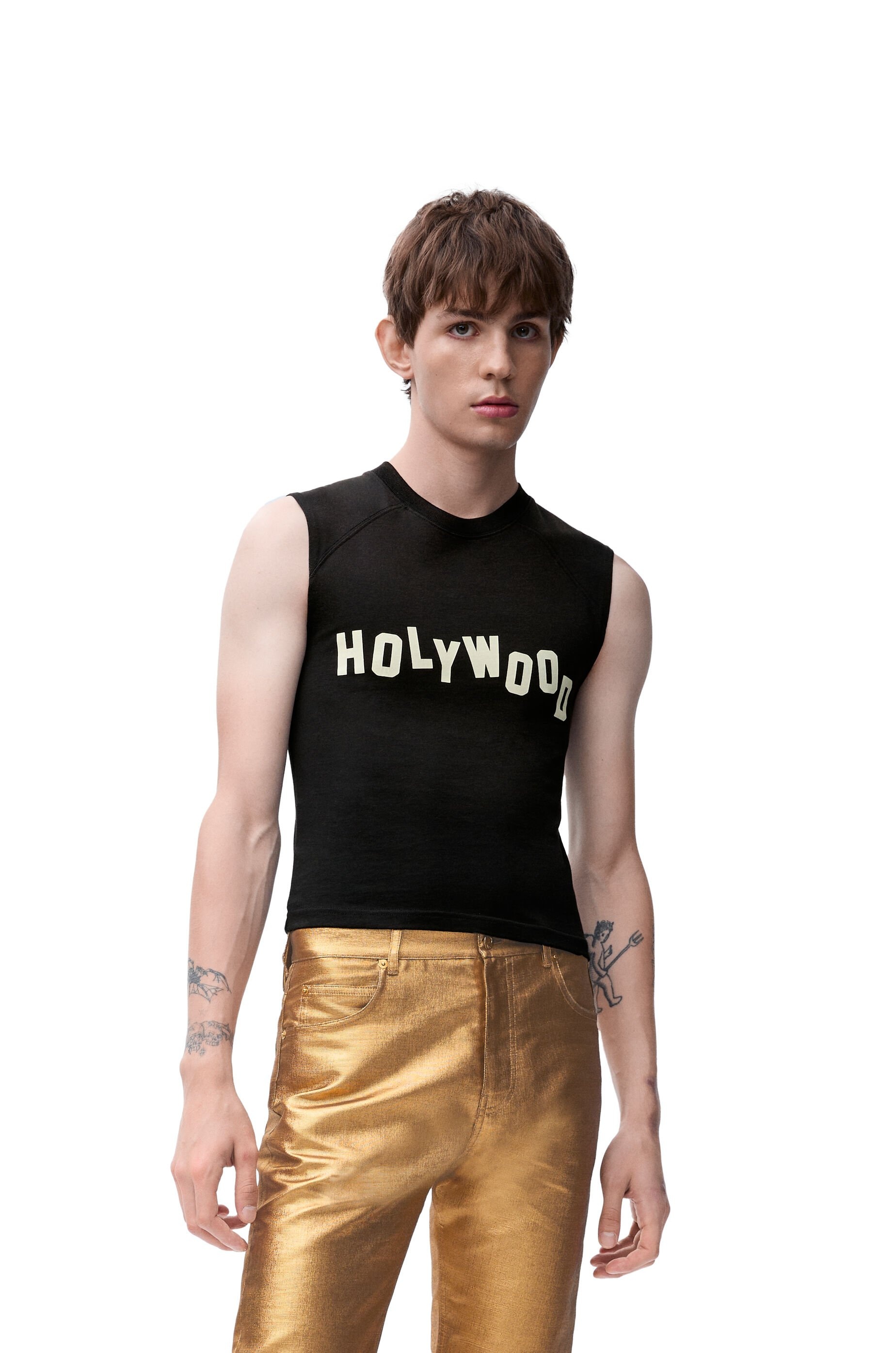 Sleeveless T-shirt in cotton and viscose - 3