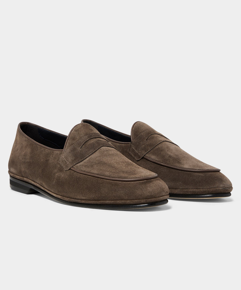 RUBINACCI Todd Snyder X Rubinacci Unlined Suede Penny Loafer outlook