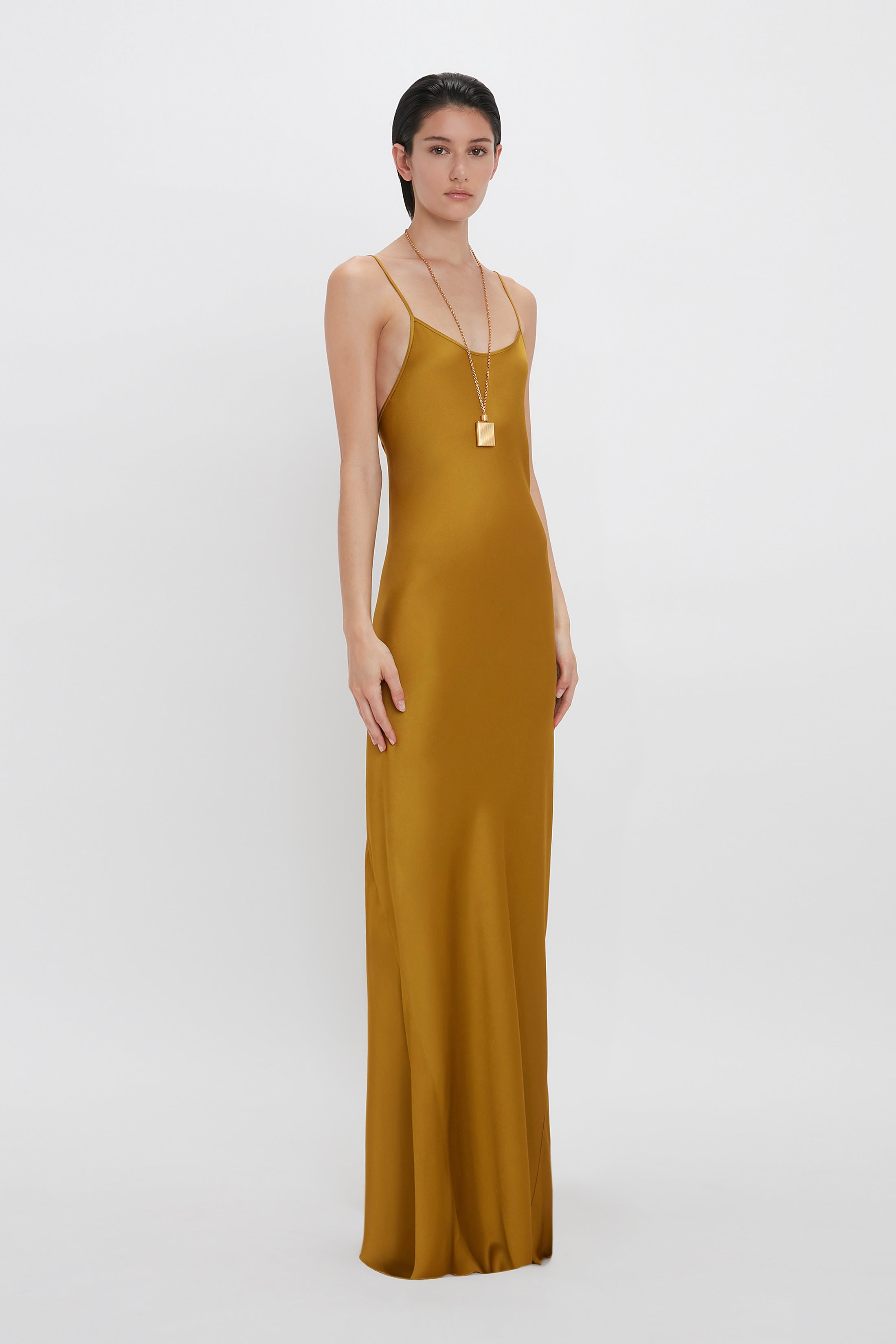 Low Back Cami Floor-Length Dress In Harvest Gold - 3