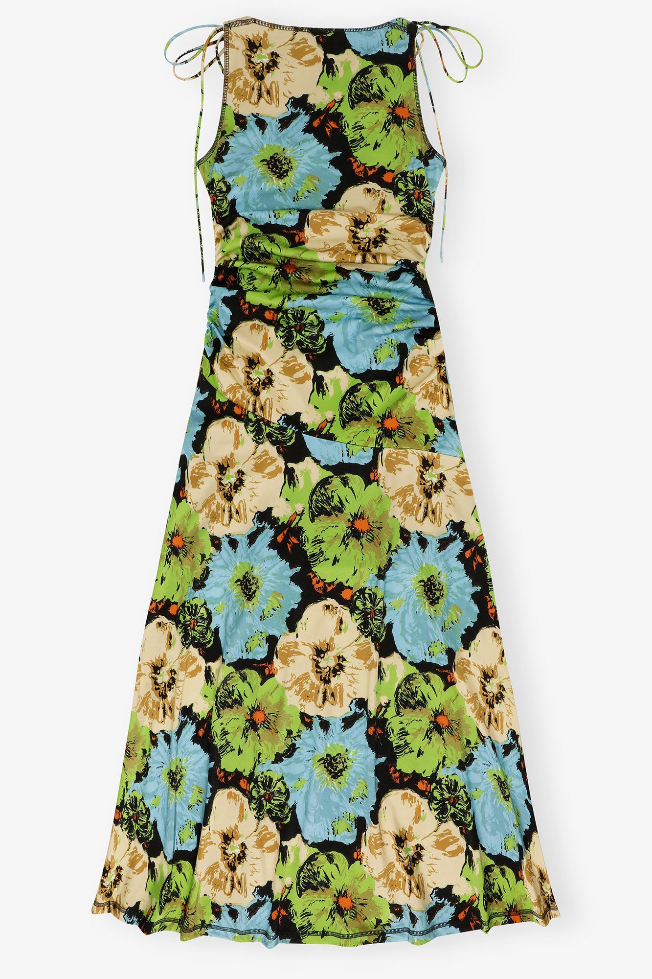 FLORAL LYCRA JERSEY GATHERED DRESS - 5