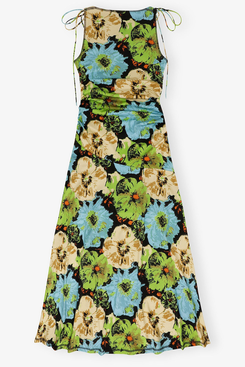 FLORAL LYCRA JERSEY GATHERED DRESS 5