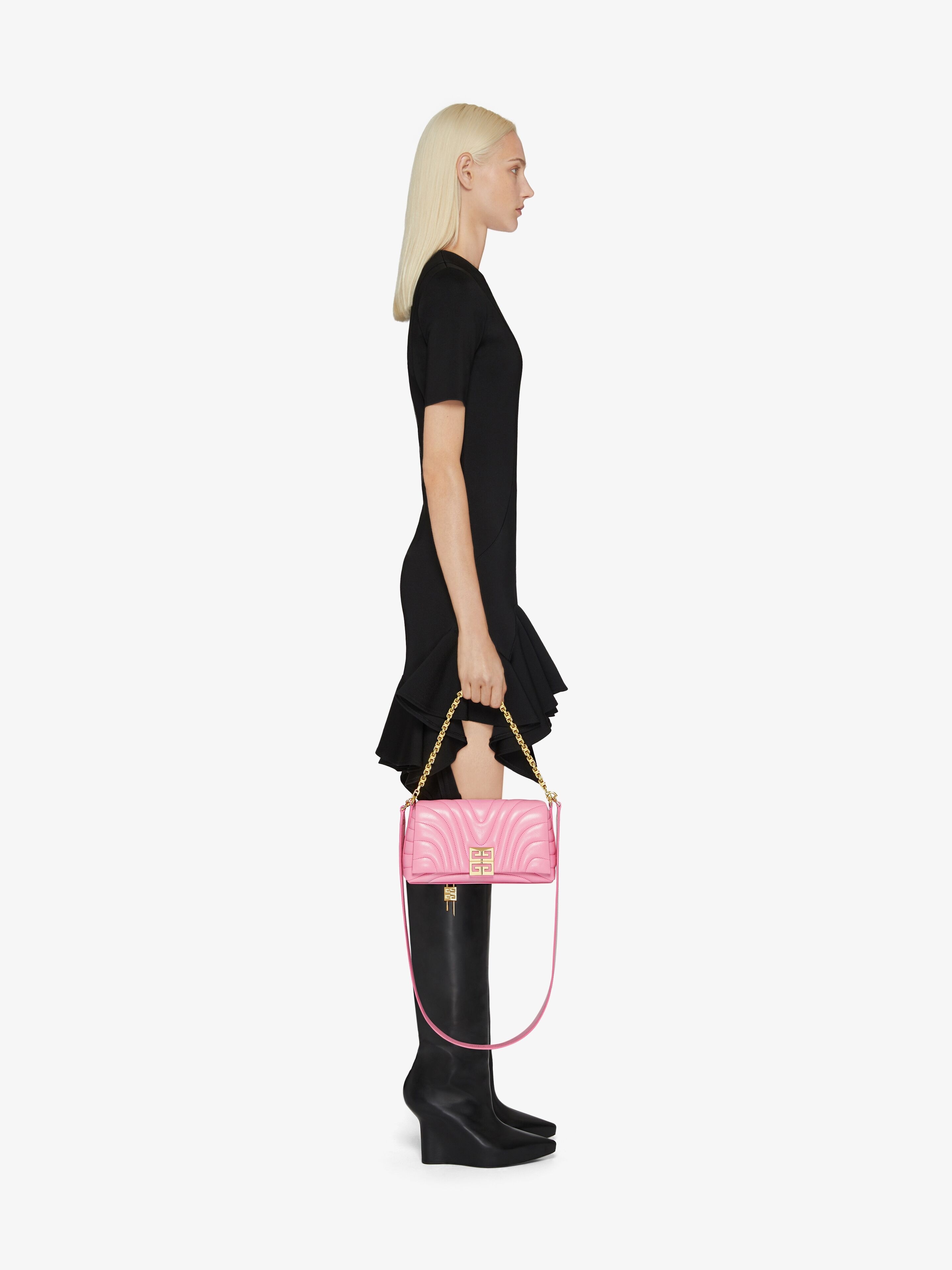 SMALL 4G SOFT BAG IN QUILTED LEATHER WITH CHAIN - 3