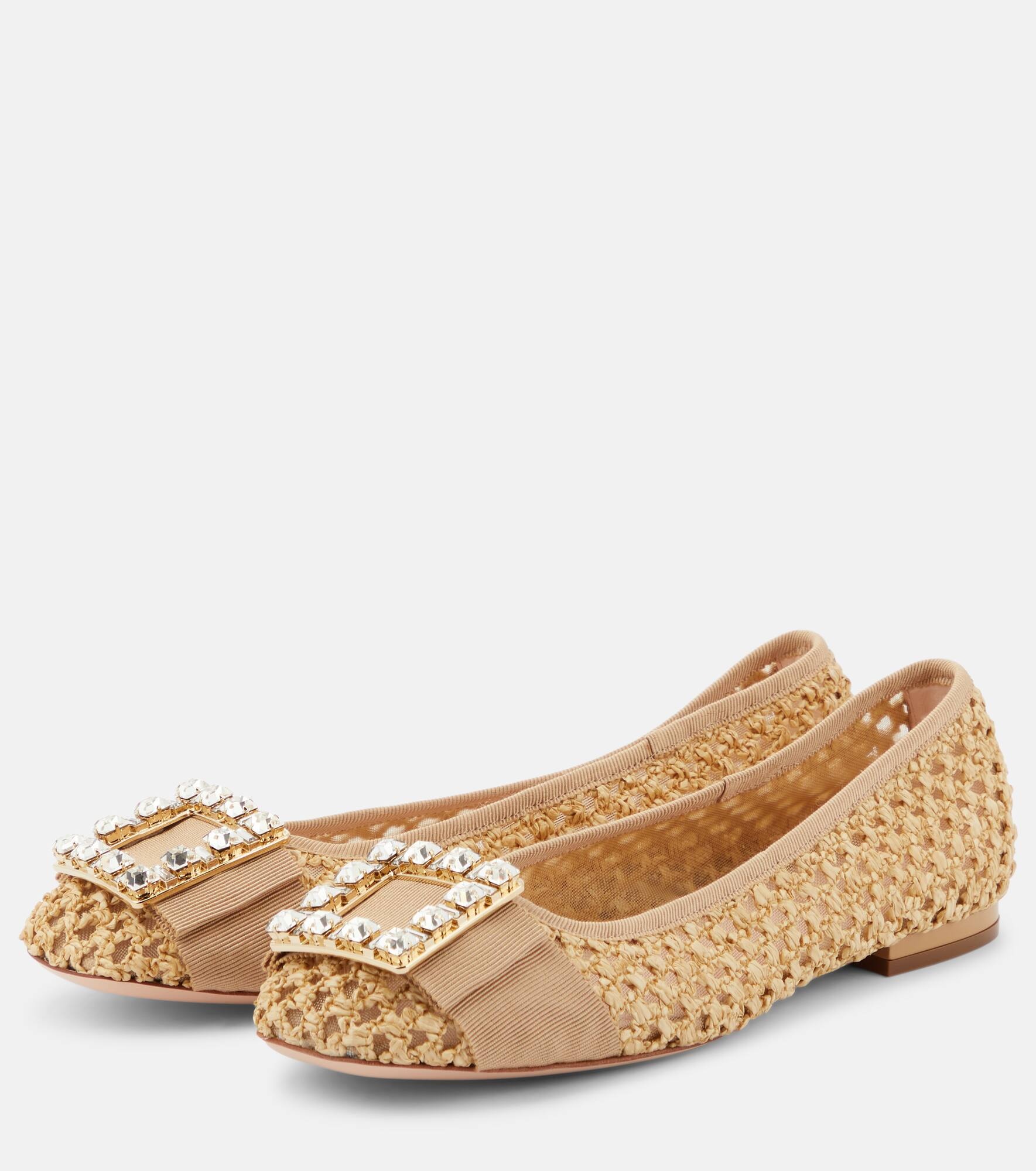 Très Vivier raffia-effect ballet flats - 5