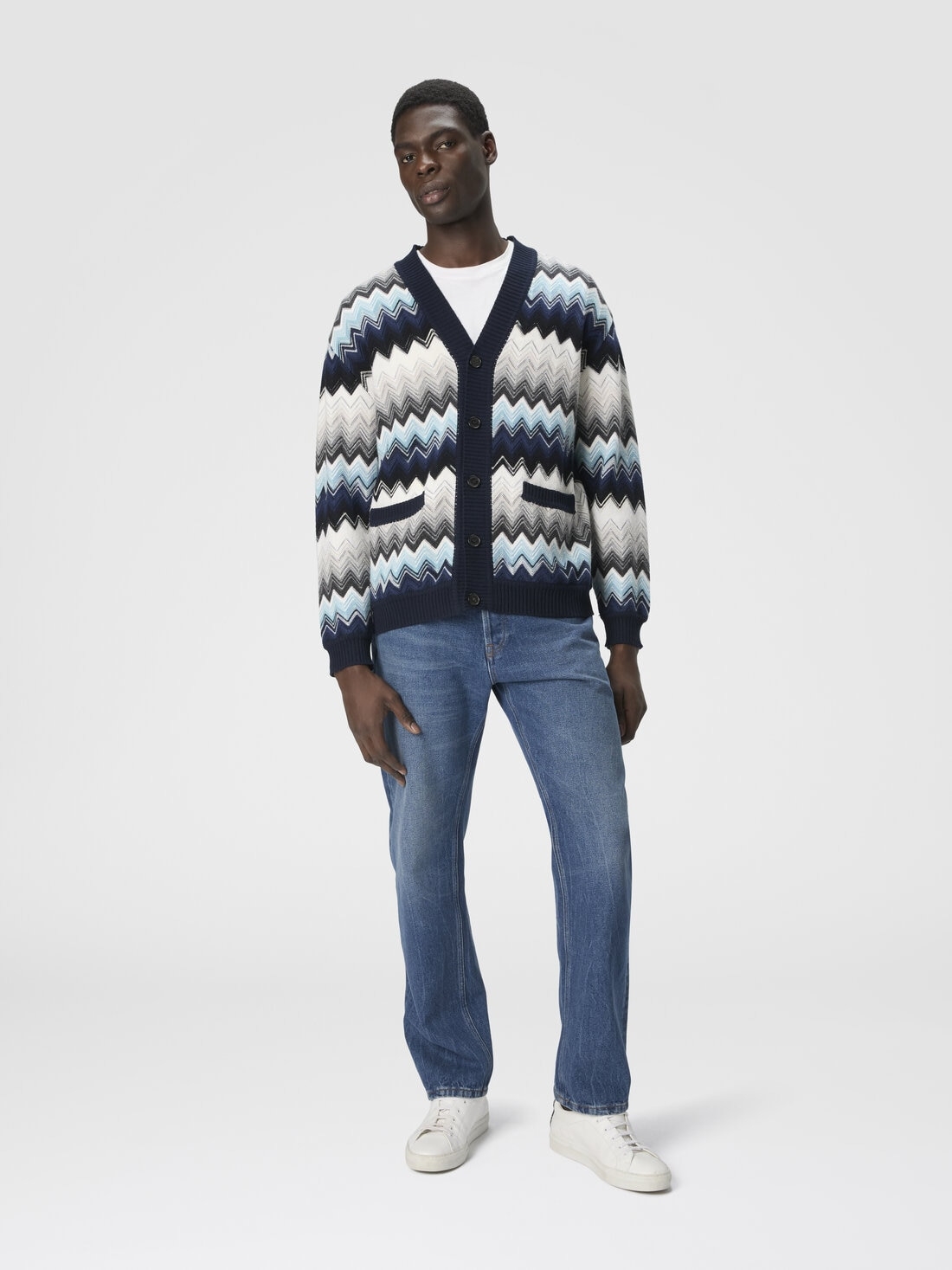 The cardigan in wool and cotton with zigzag - 2