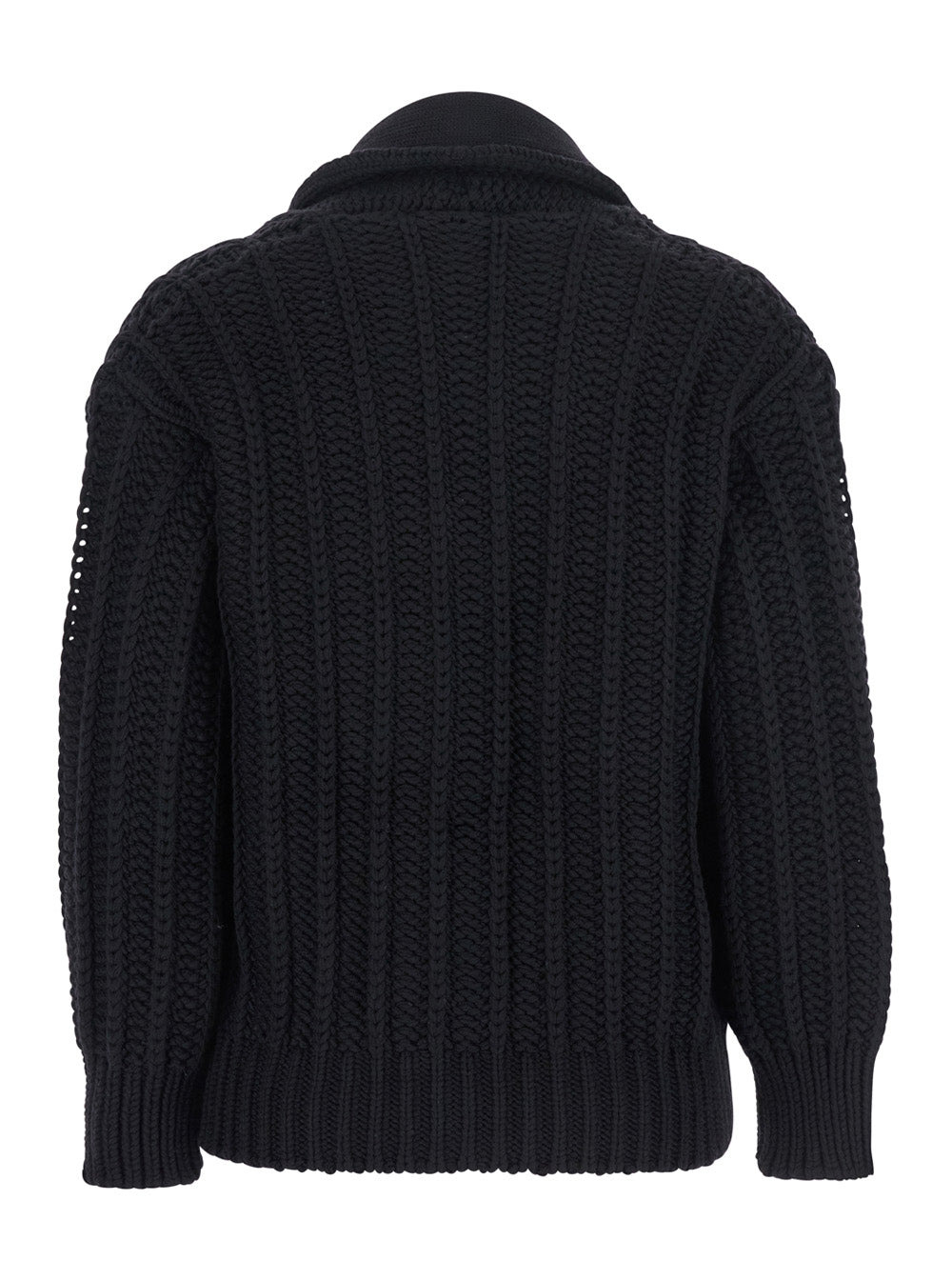 Dolce & Gabbana Women Black Cardigan With Wide Neckline On The Front In Virgin Wool Woman - 2