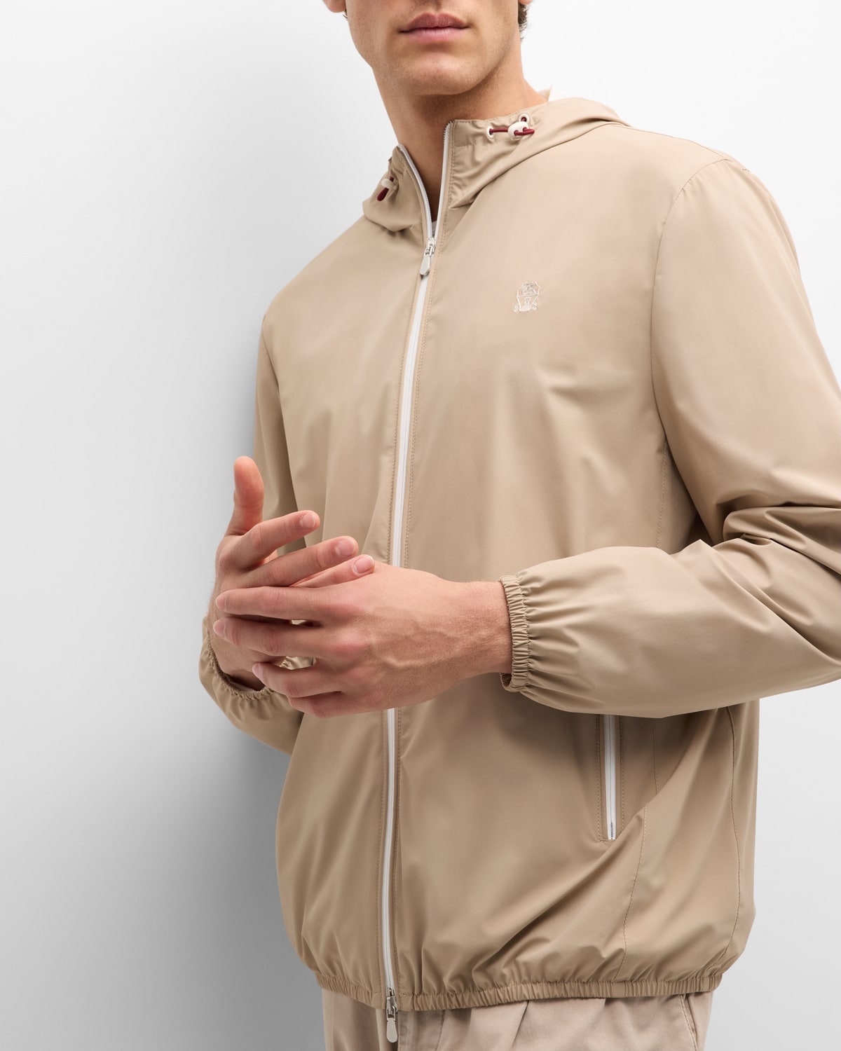Men's Nylon Hooded Water-Resistant Jacket - 6