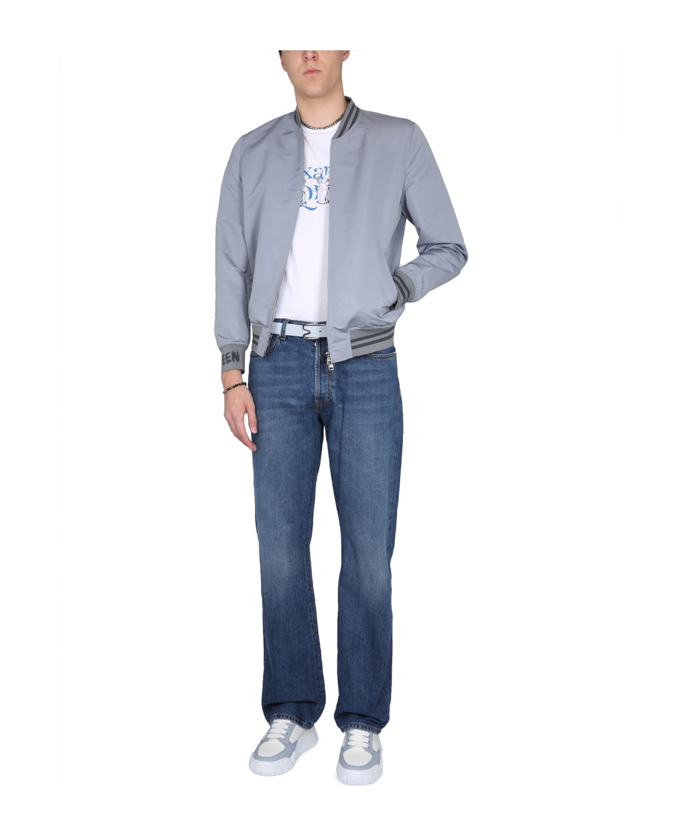 Stripe Trim Bomber Jacket - 2