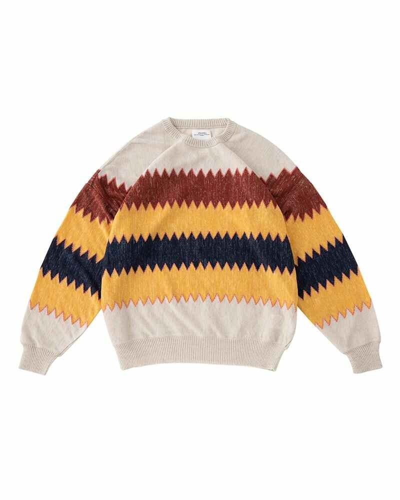 AMPLUS 니트 L/S ZIG-ZAG IVORY - 1