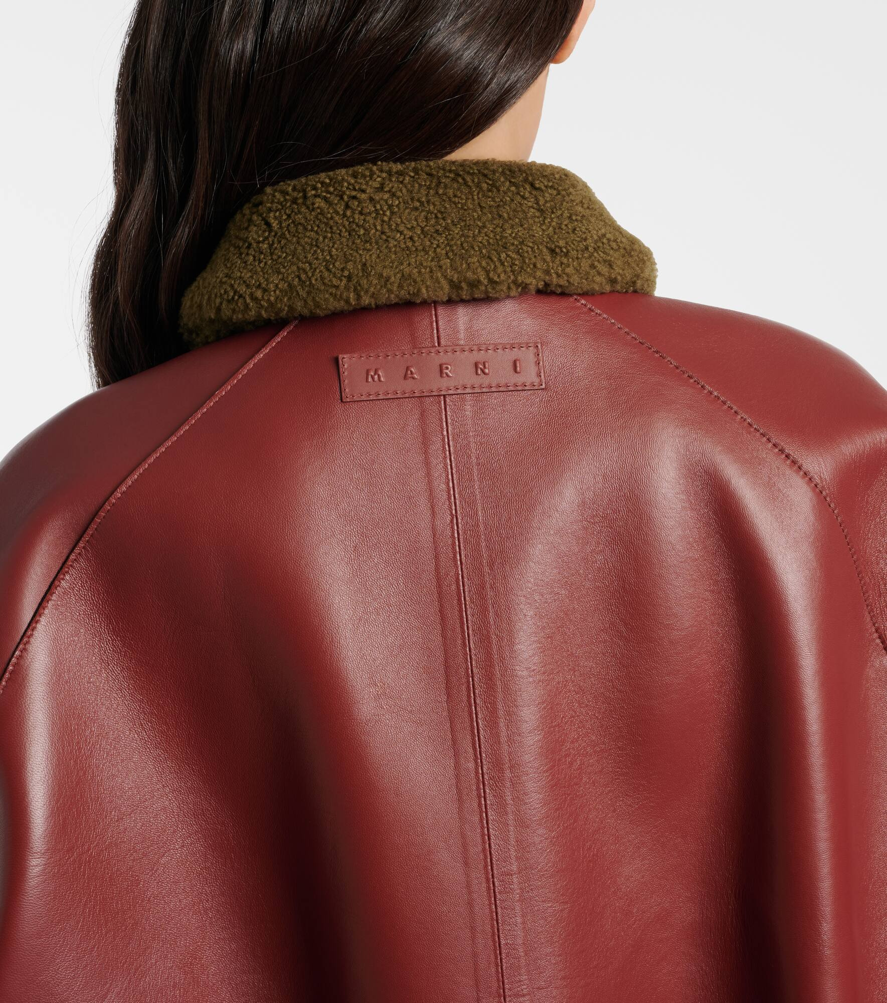 Shearling-trimmed leather blouson jacket - 6