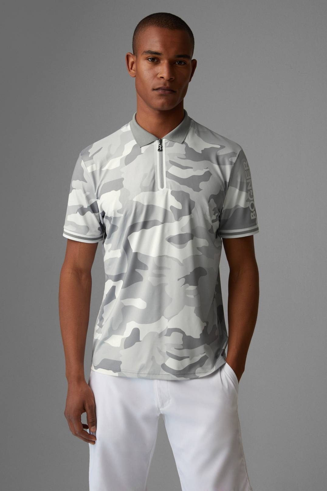 TIZIO FUNCTIONAL POLO SHIRT IN LIGHT GRAY/OFF-WHITE - 2