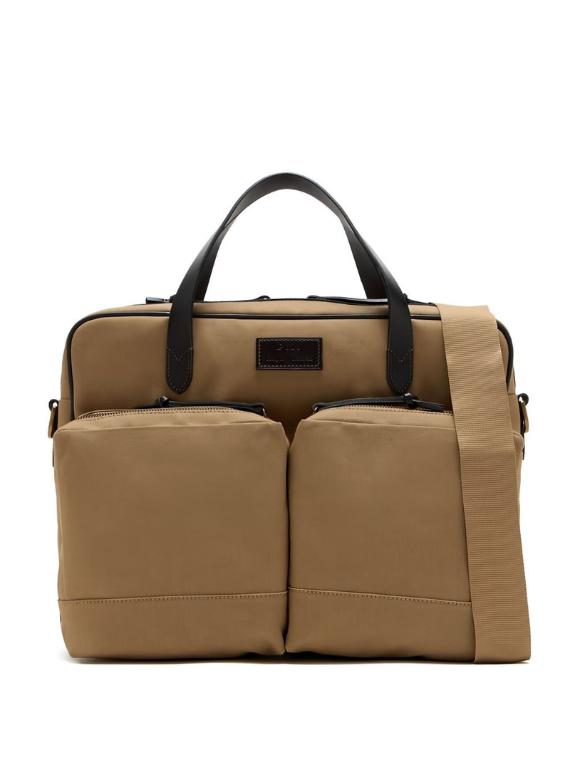 leather-trimmed laptop bag 1