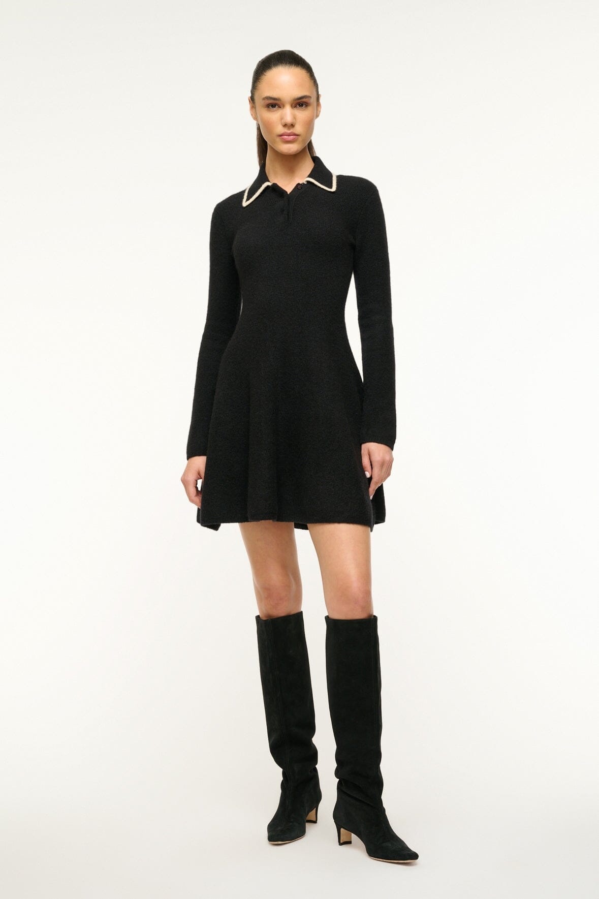 STAUD DUJOUR DRESS BLACK IVORY - 2