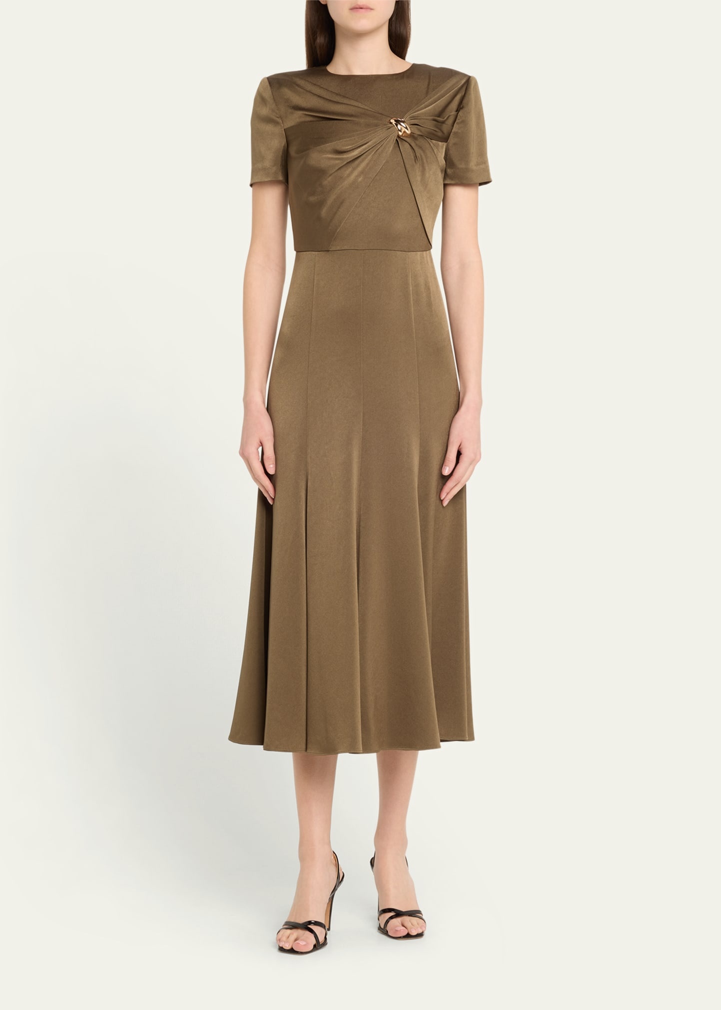 Draped Satin Crepe Midi Dress - 2