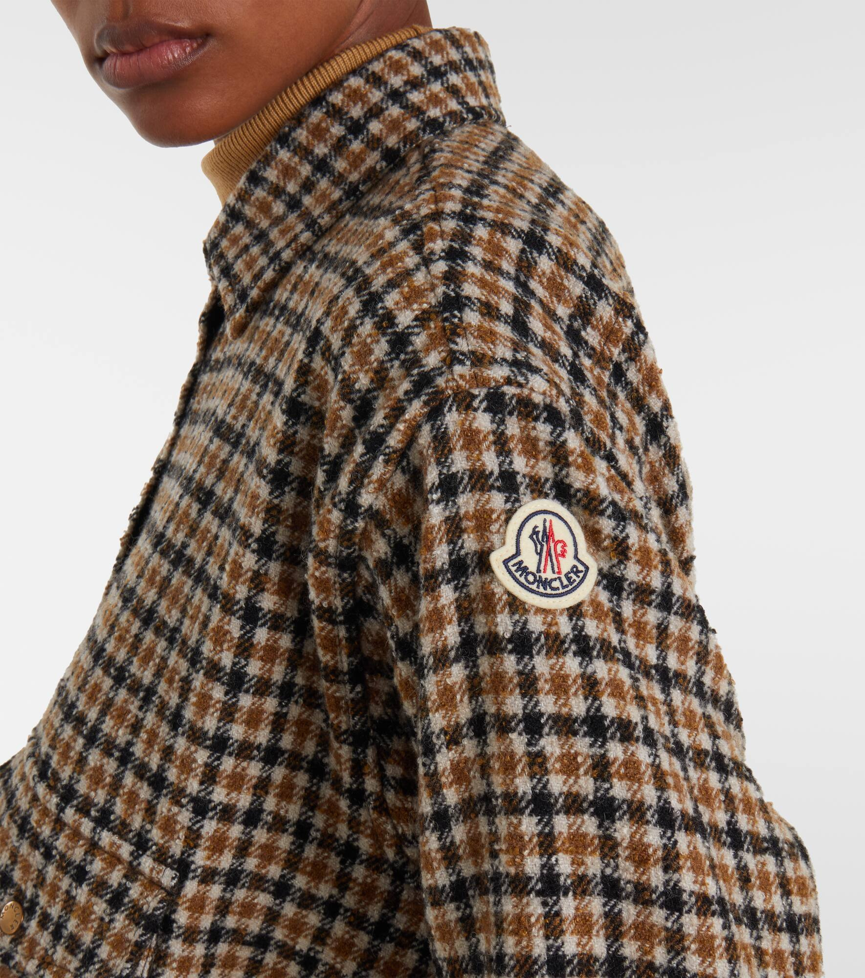 Checked cropped wool-blend shirt - 5
