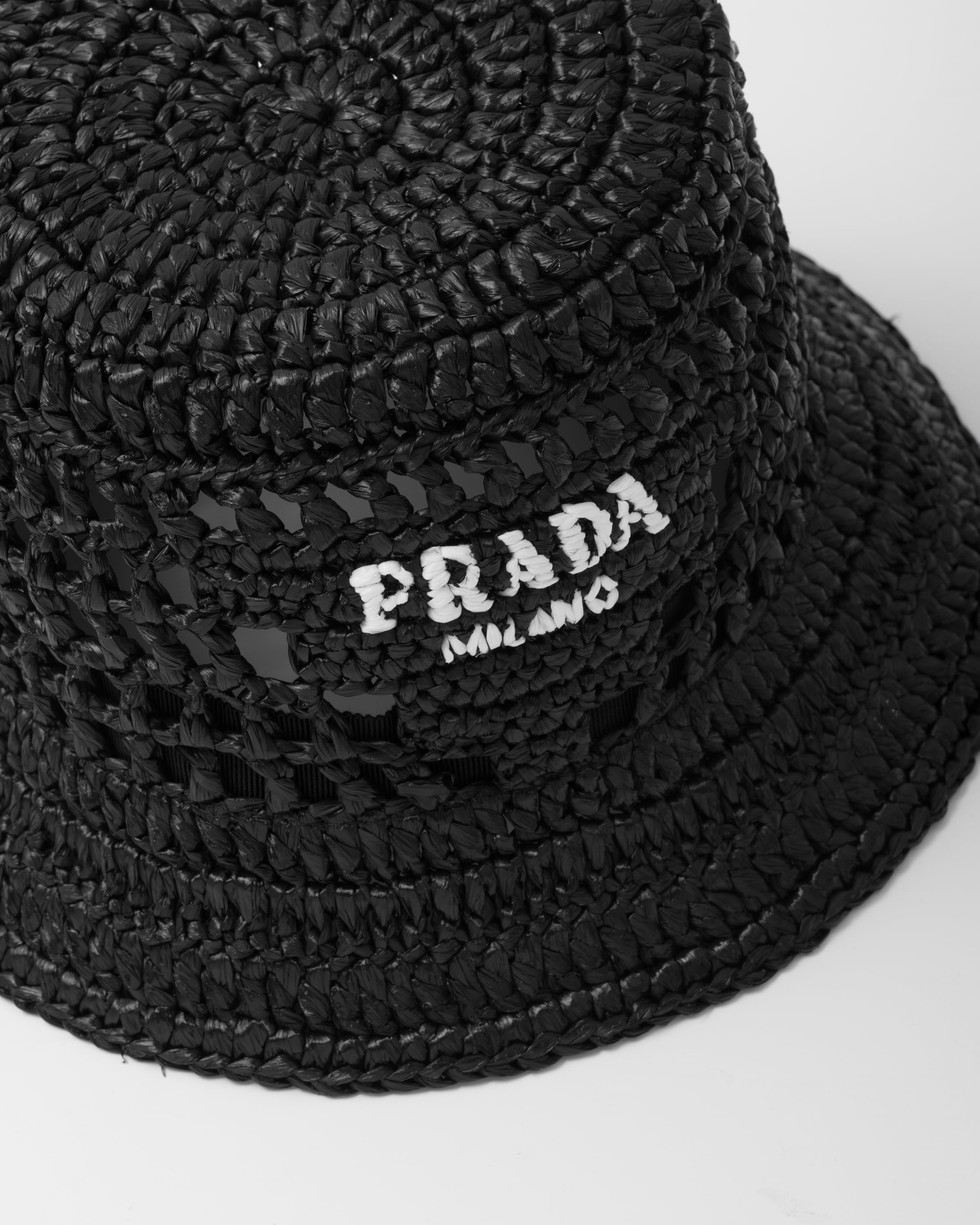 Prada logo-embroidered woven bucket hat - Blue