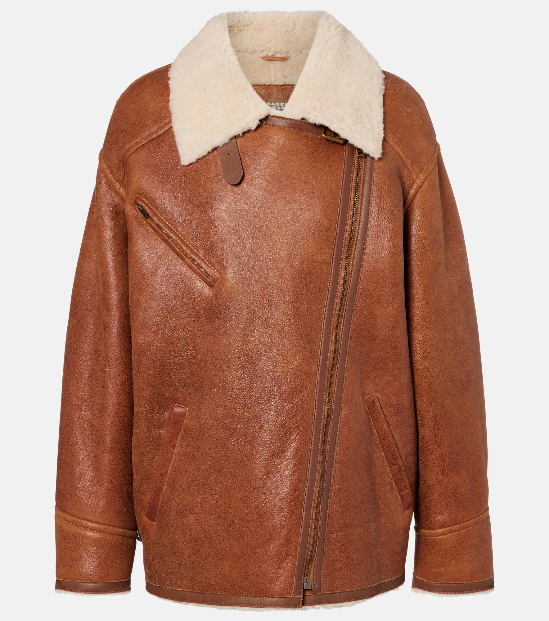 Adelina shearling-trimmed leather jacket - 1