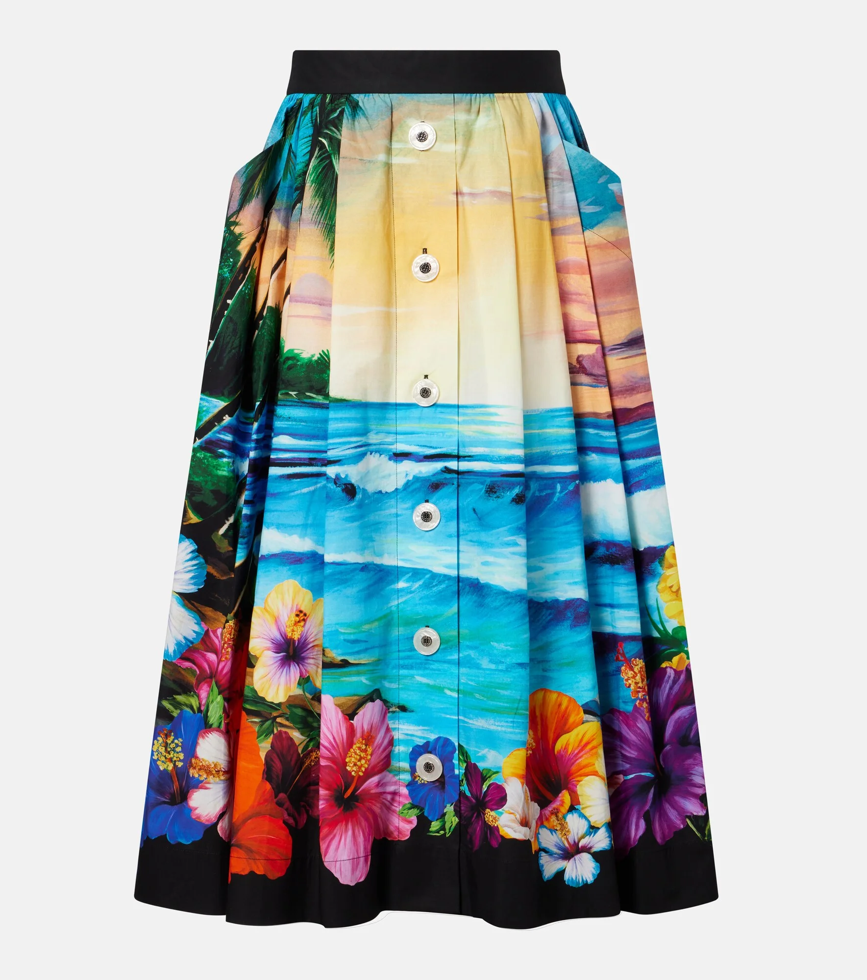 Printed cotton midi skirt - 1