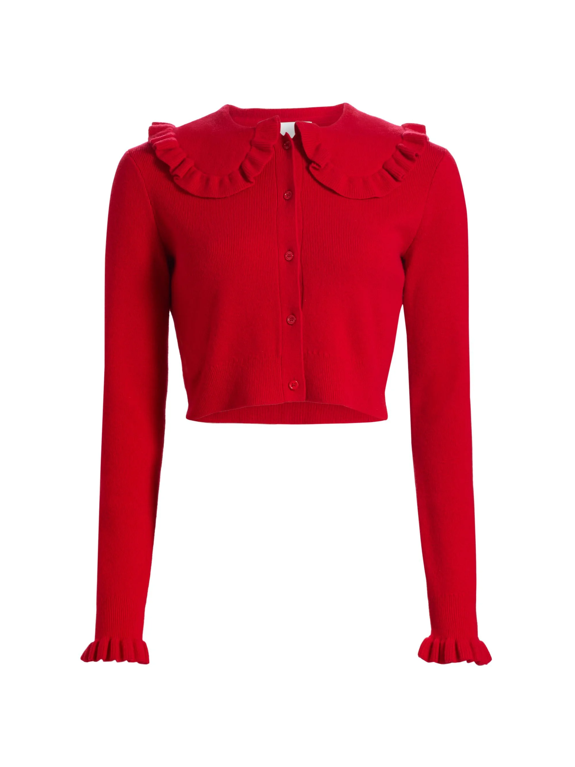 Women's Kamomilla Ruffled Wool-Cashmere Cardigan - Red - 1