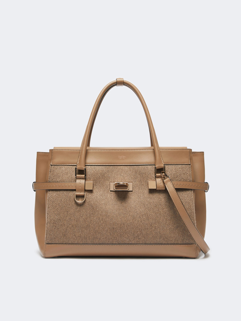 MARGAUX25WS Cashmere and leather handbag - BROWN 3