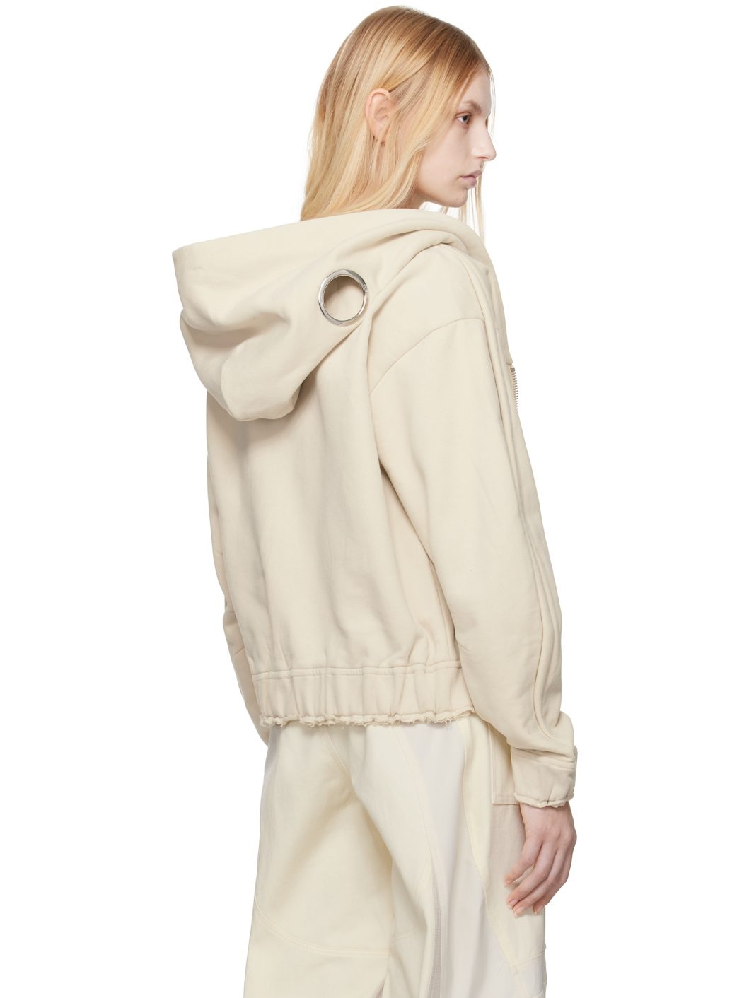 Moncler x Willow Smith Beige Zip-Up Eyelet Cotton Hoodie - 3