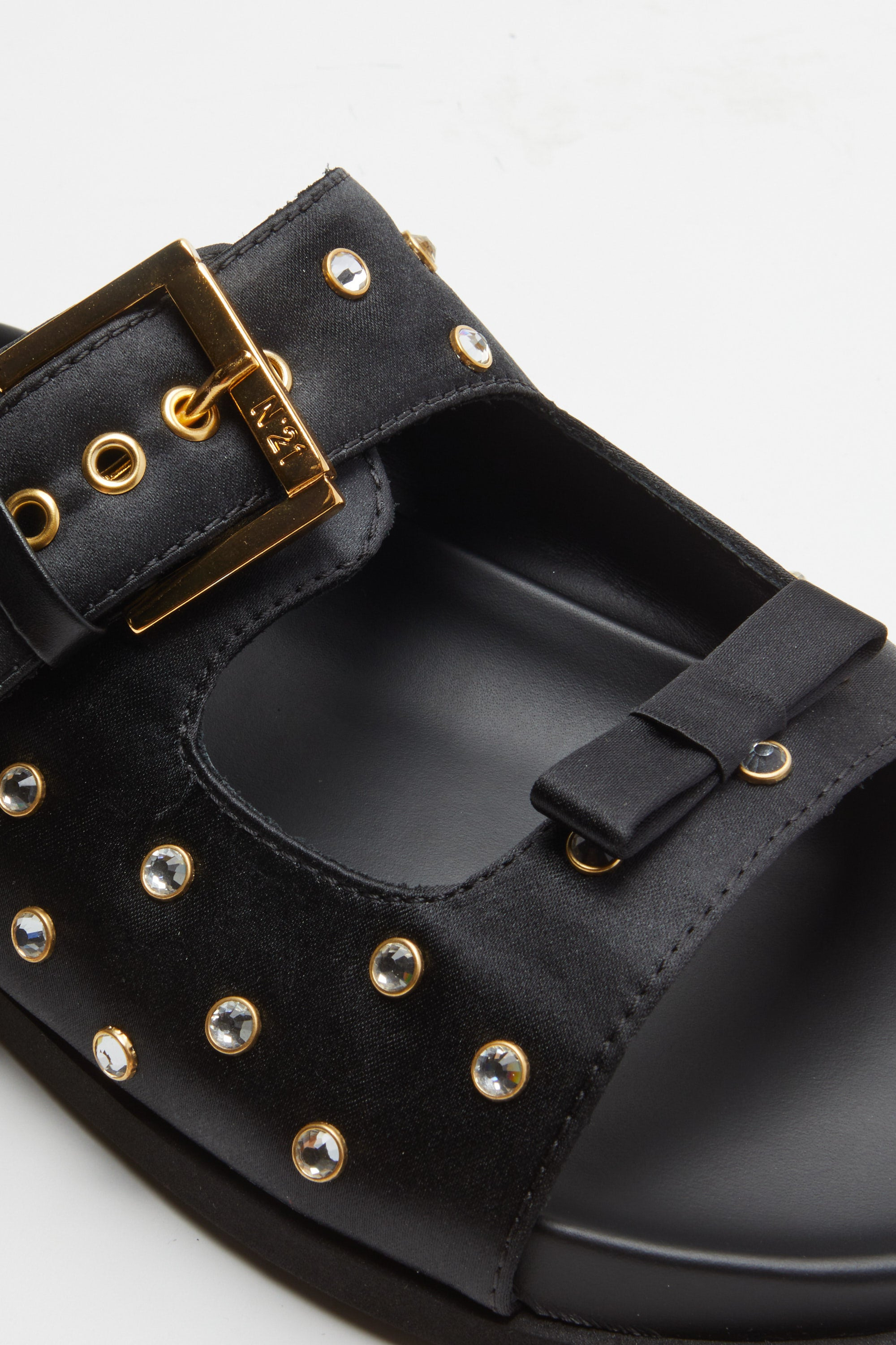 CRYSTAL-EMBELLISHED LEATHER SANDALS - 4