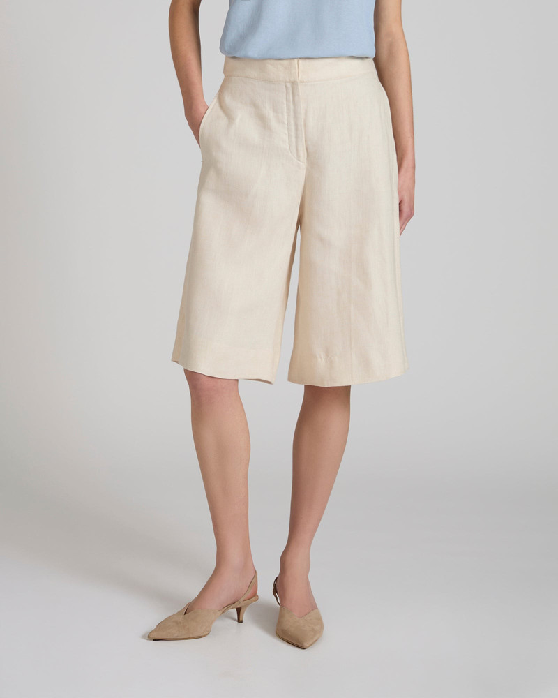SLOWEAR Wide fit Bermuda shorts in linen outlook