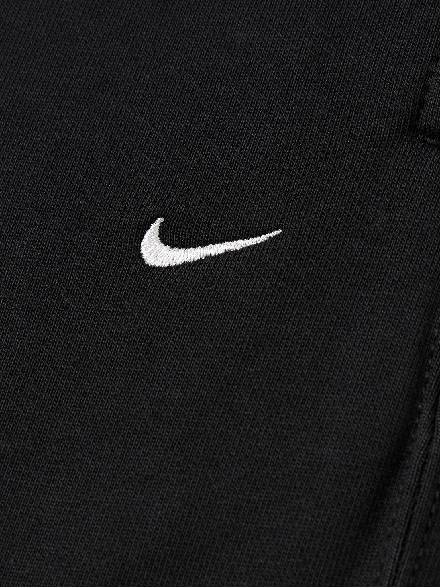 Solo Swoosh Tapered Logo-Embroidered Cotton-Blend Jersey Sweatpants Black - 5