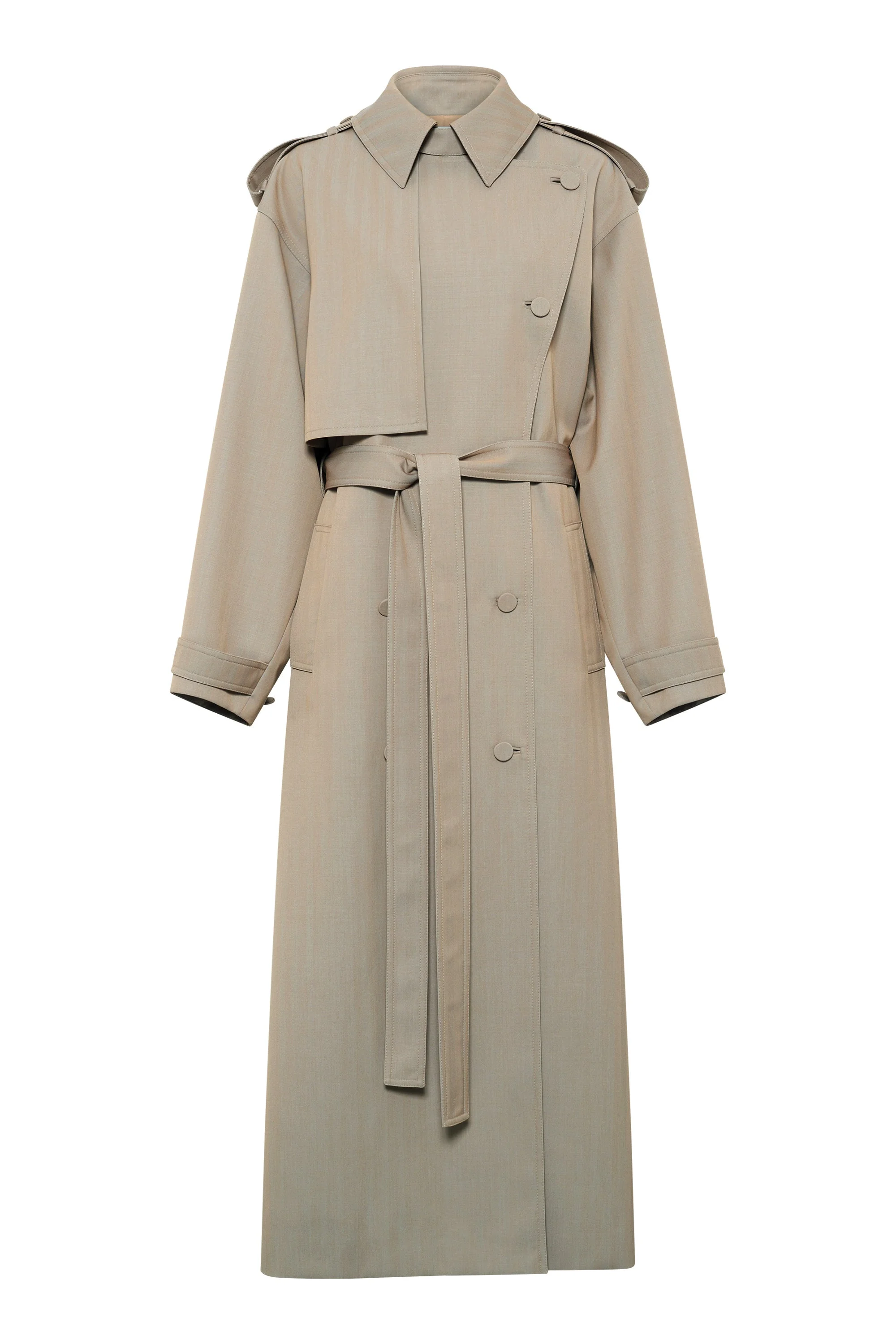 Tellus Trench Coat in Camel Cross-dyed Wool - 1