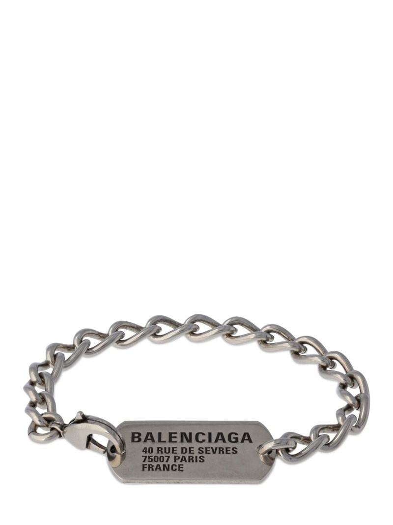 Logo tag brass chain bracelet - 1