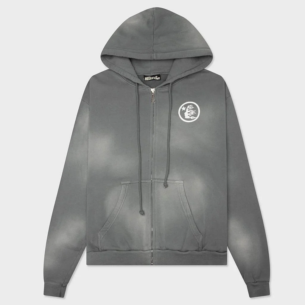HELLSTAR LOGO ZIP UP SWEATSHIRT - GREY - 1