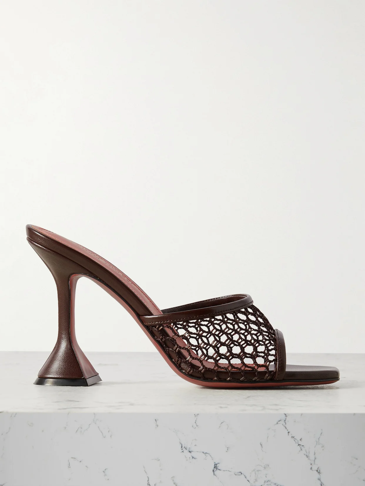 Lupita Fishnet And Leather Mules - 1