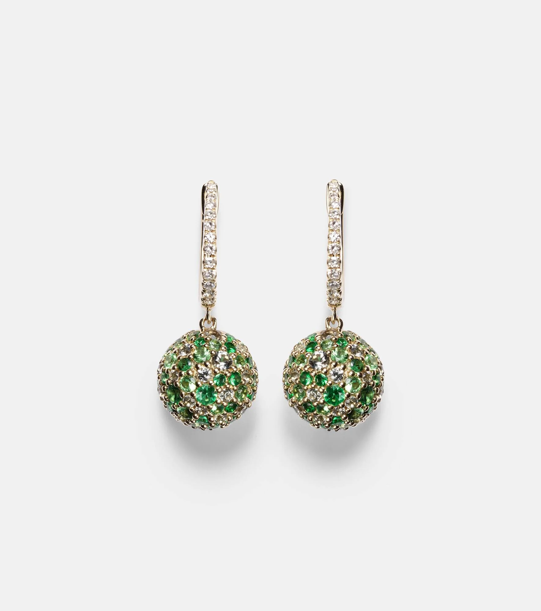 Bauble 18kt gold drop earrings with diamonds and garnets - 1