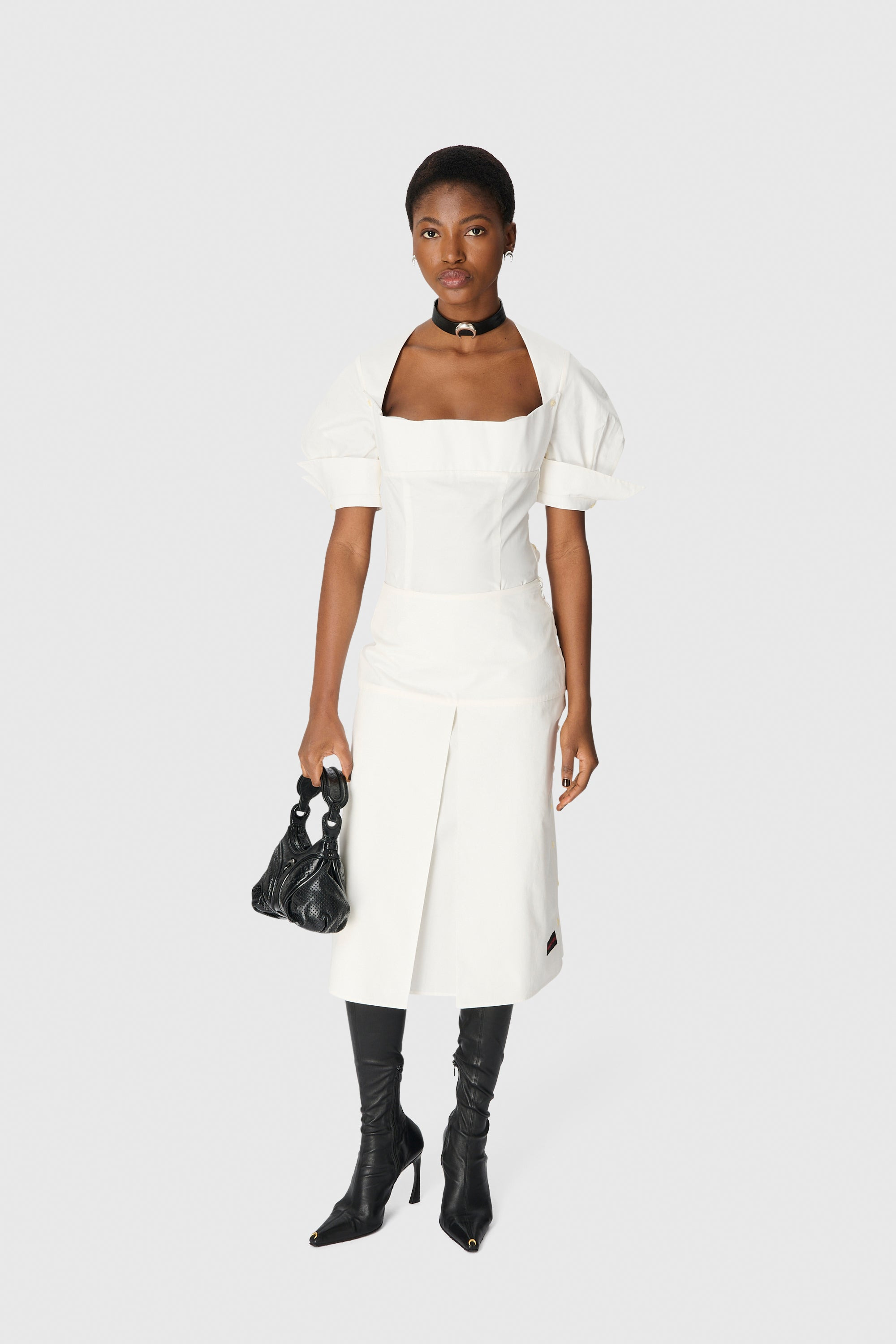 Regenerated Cotton Percale Wrapped Midi Skirt - 2