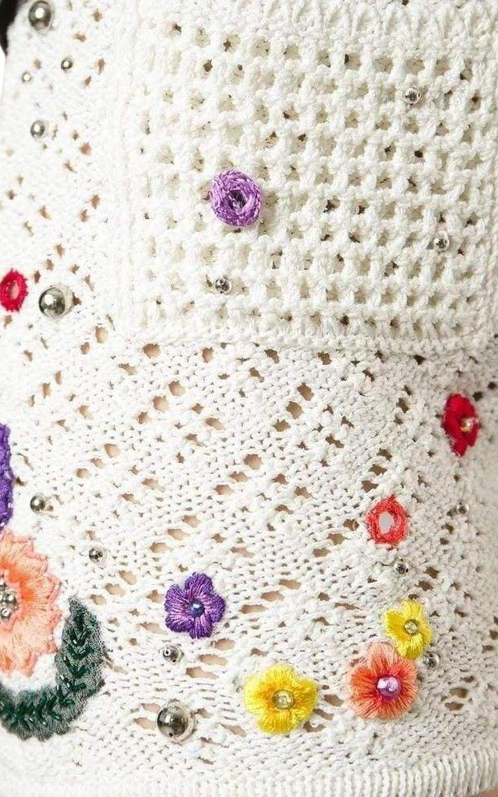 Poppy Rocks Embellished Crochet Shorts - 4