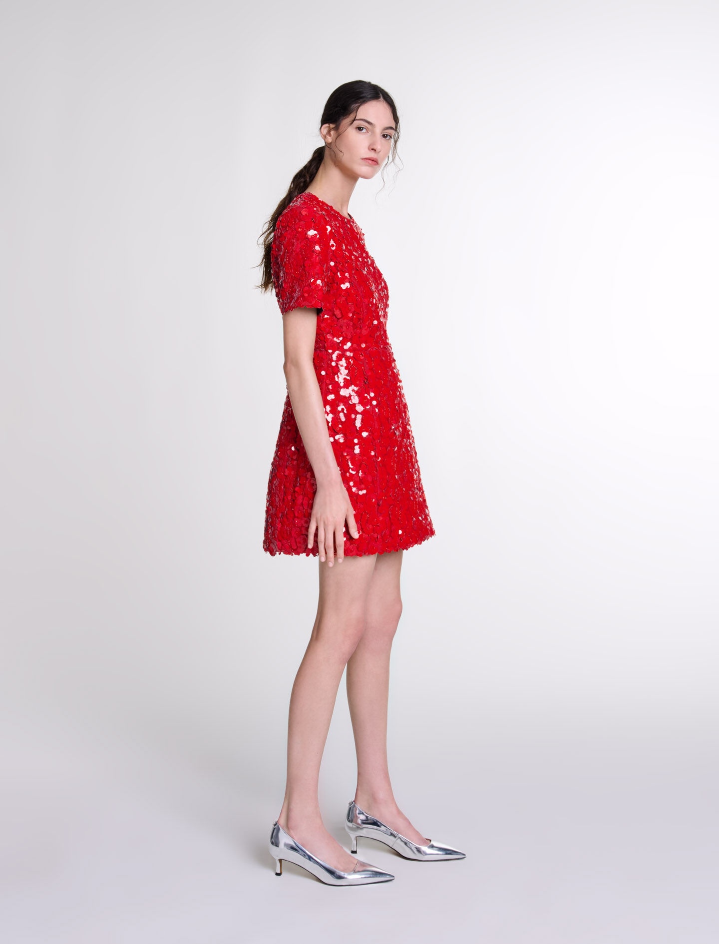 Short sequinned floral dress - 3