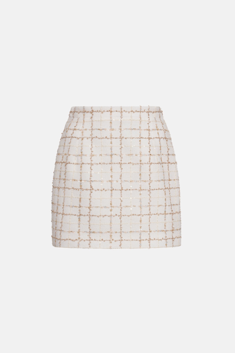 SEQUIN CHECKED TWEED MINI SKIRT - 1