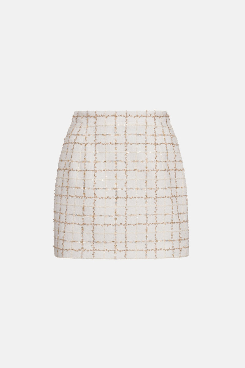 SEQUIN CHECKED TWEED MINI SKIRT 1