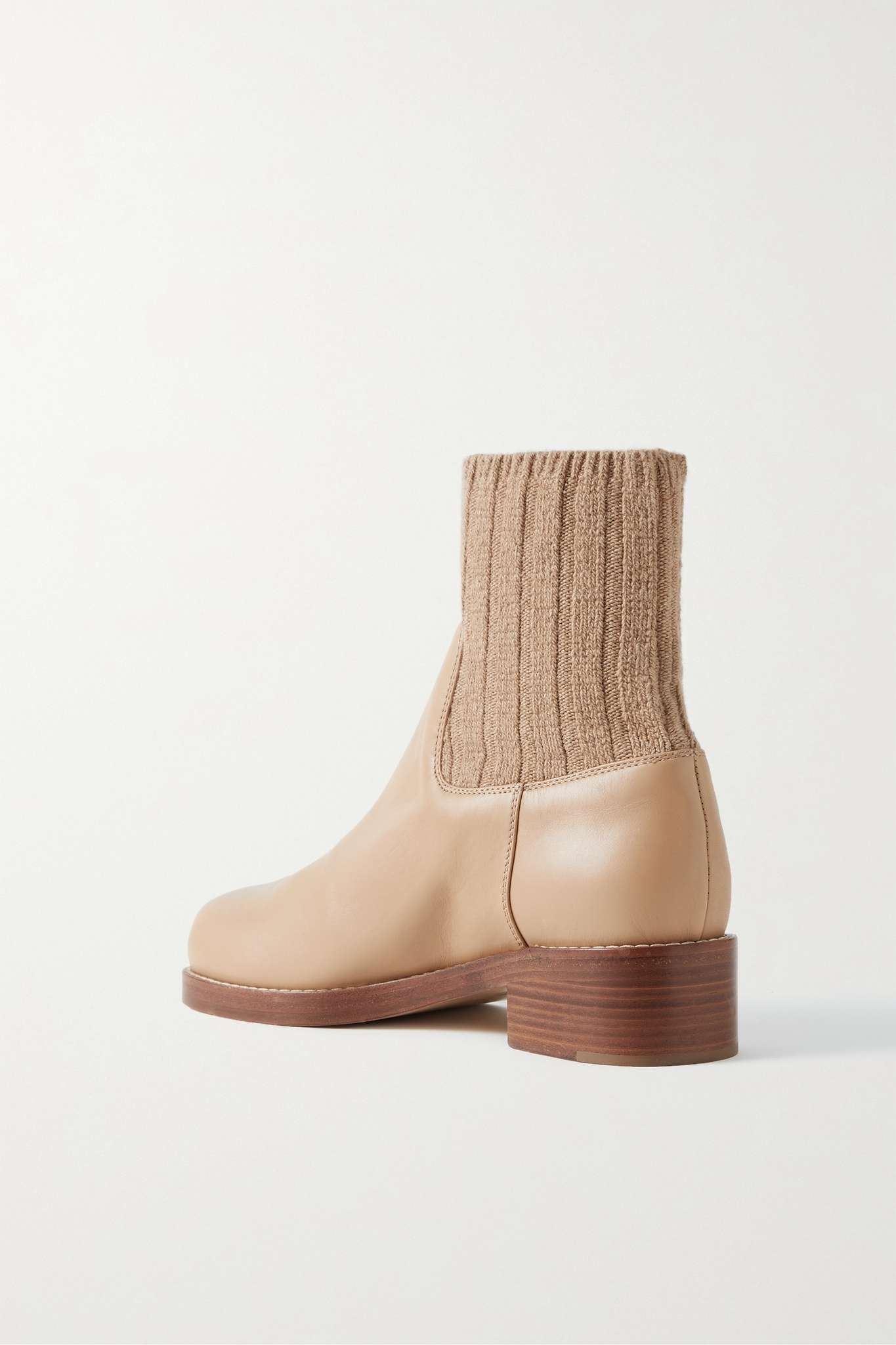 Hobbes ribbed cashmere-trimmed leather Chelsea boots - 3
