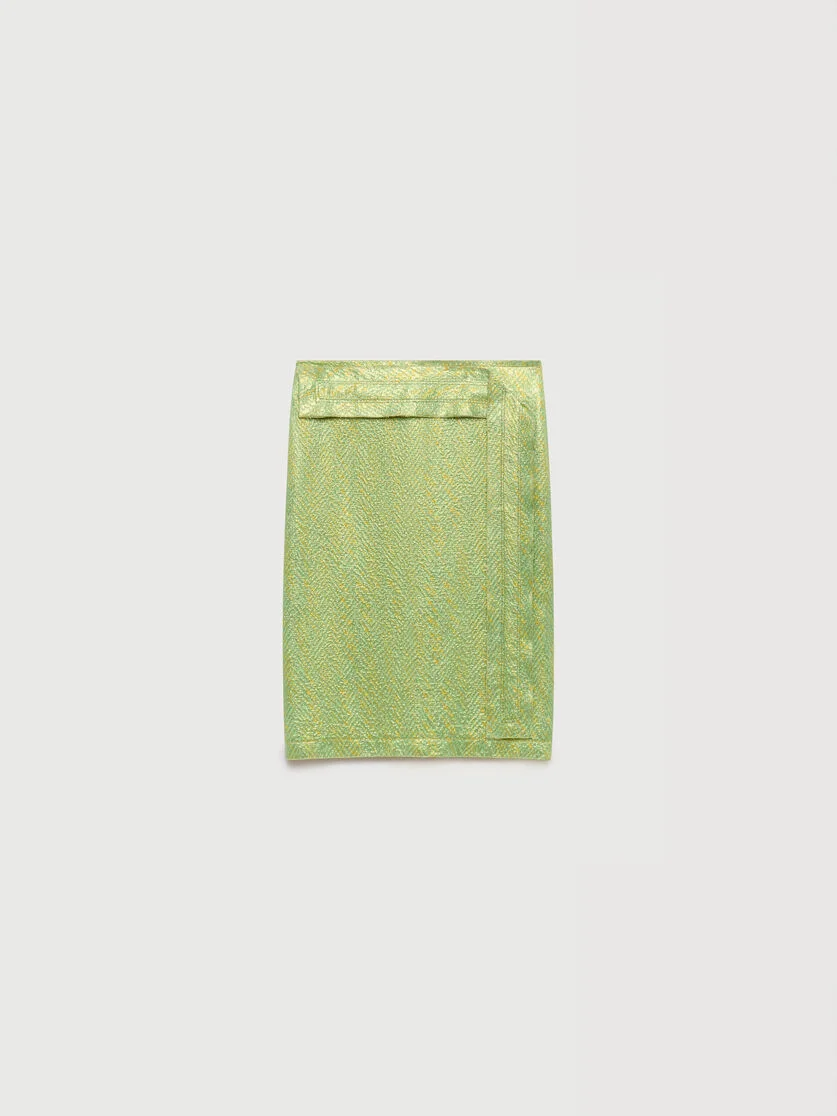 GREEN SILK CLOQUÉ MIDI SKIRT WITH PANEL DETAIL - 1