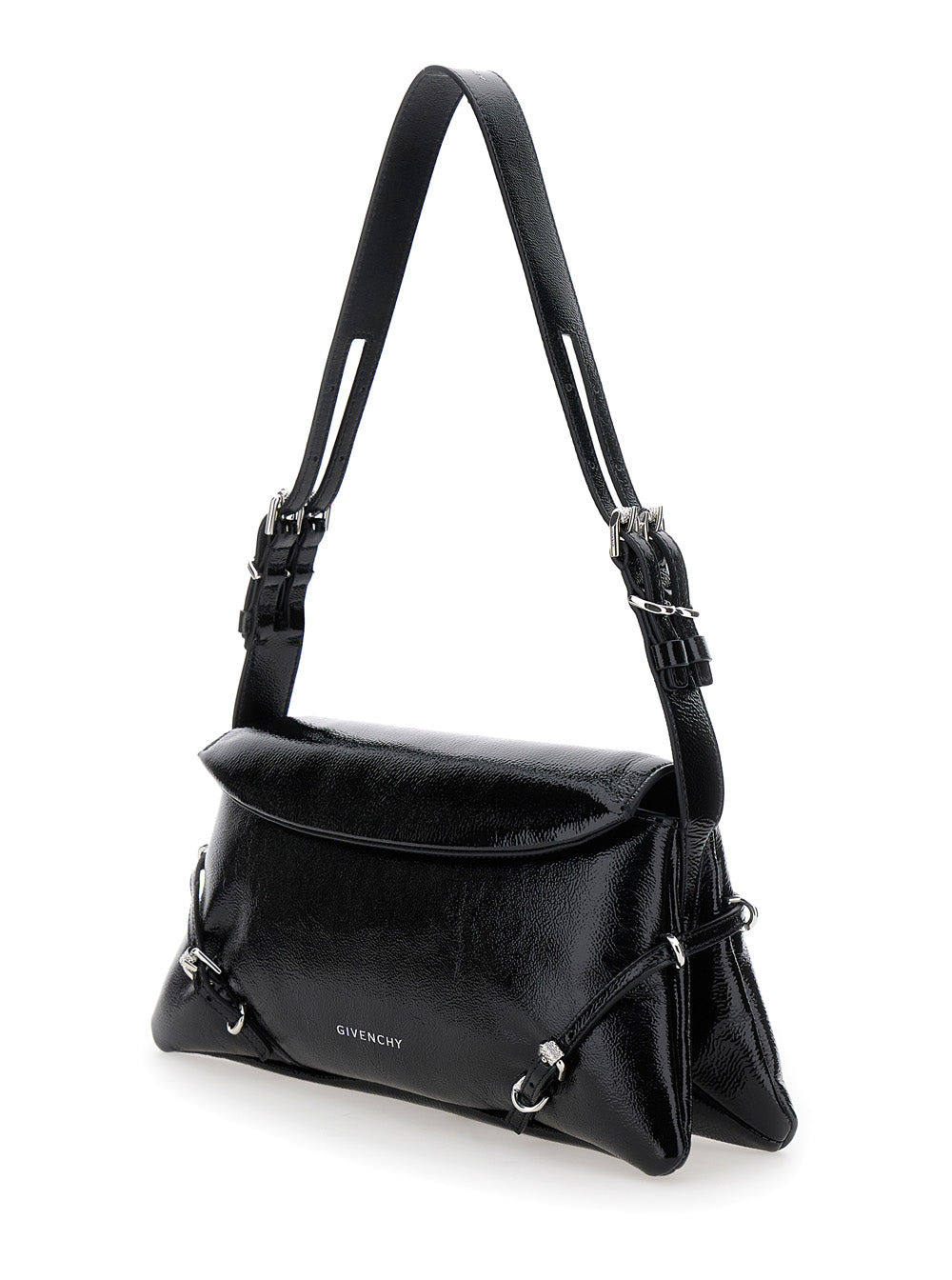 Givenchy Women 'Ptit Voyou' Black Shoulder Bag With Logo Lettering On The Front And Adjustable Shoul - 2