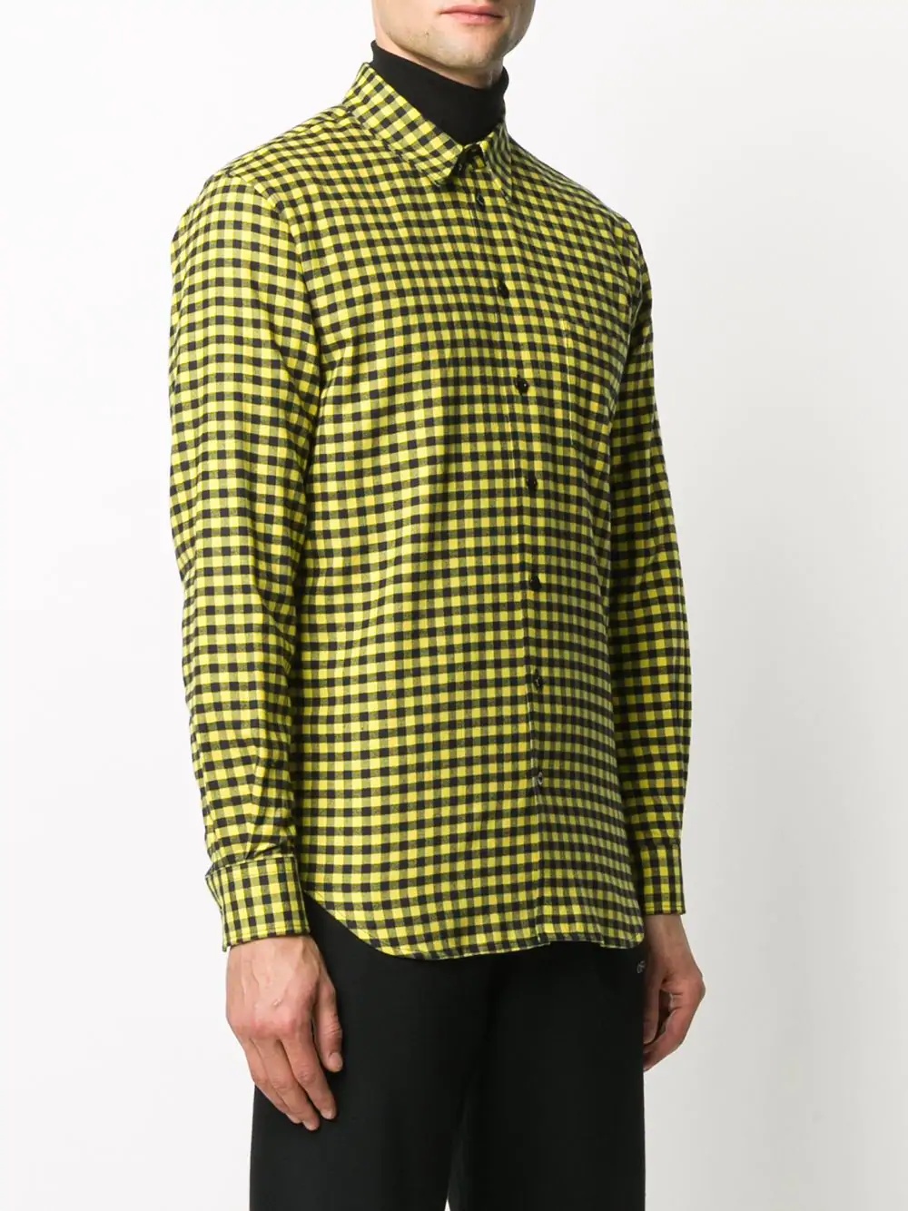 cut-out logo flannel shirt  - 3