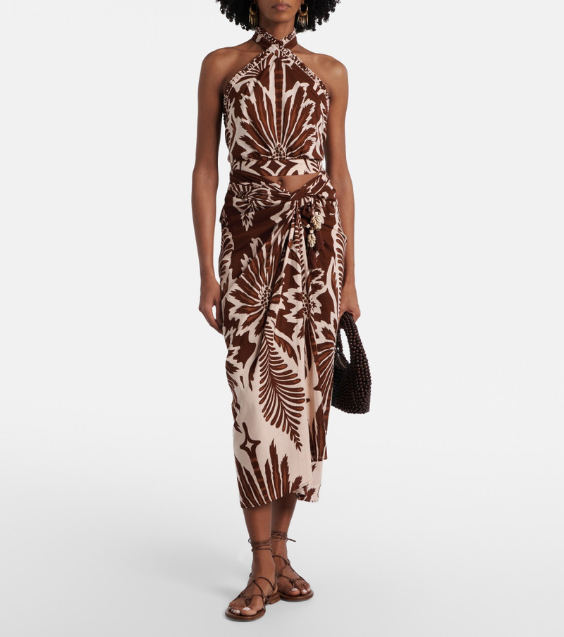 Poupette St Barth Uma printed cotton midi skirt outlook