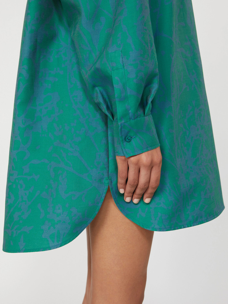 BIRD Printed cotton and silk shirt dress - GREEN 6