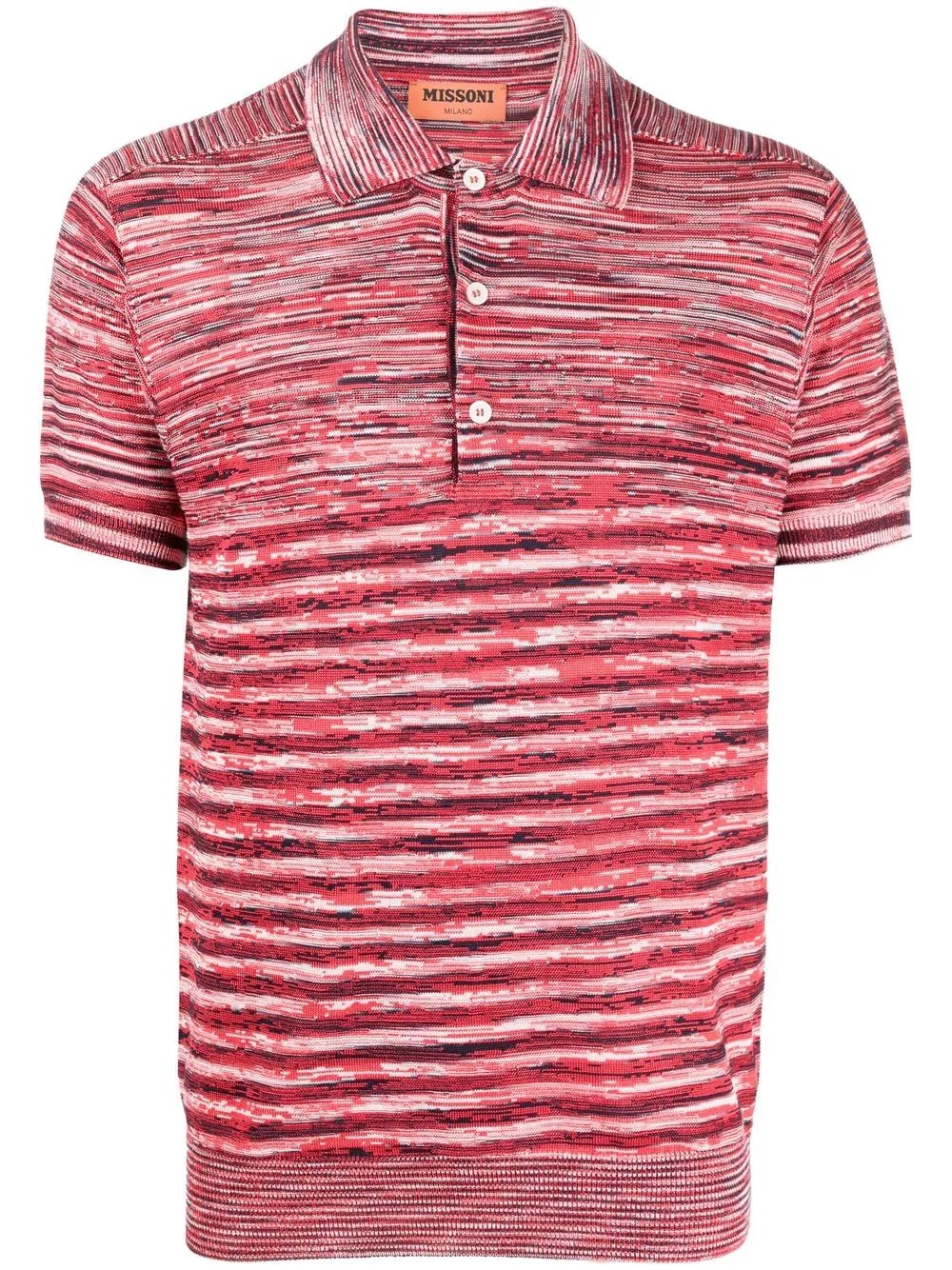 striped short-sleeved polo shirt - 1